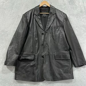 Vintage Jos A Bank Leather Blazer Jacket Men L Black 3 Button 90s Y2K